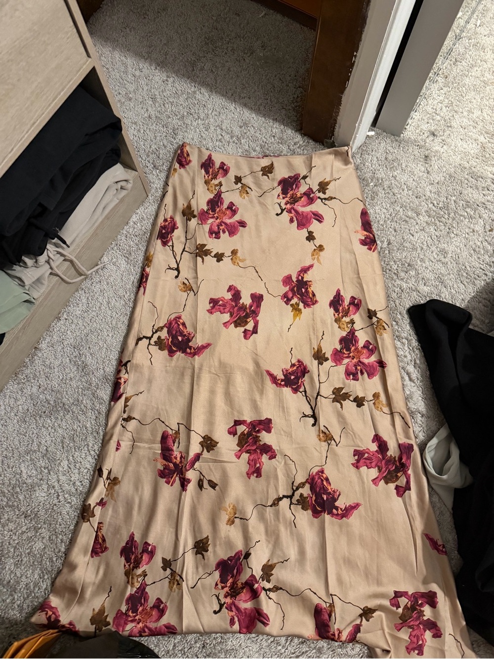 Lulu's Blush Maxi Skirt with Pink Floral Print